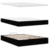 Ottoman Bed with Mattress Black Double Fabric - Low Angle