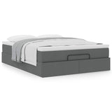 Ottoman Bed with Mattress Dark Grey Queen Fabric - Top-Down View