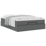 Ottoman Bed with Mattress Dark Grey Queen Fabric