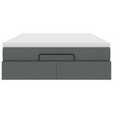 Ottoman Bed with Mattress Dark Grey Queen Fabric