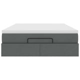 Ottoman Bed with Mattress Dark Grey Queen Fabric - Close-Up Angle