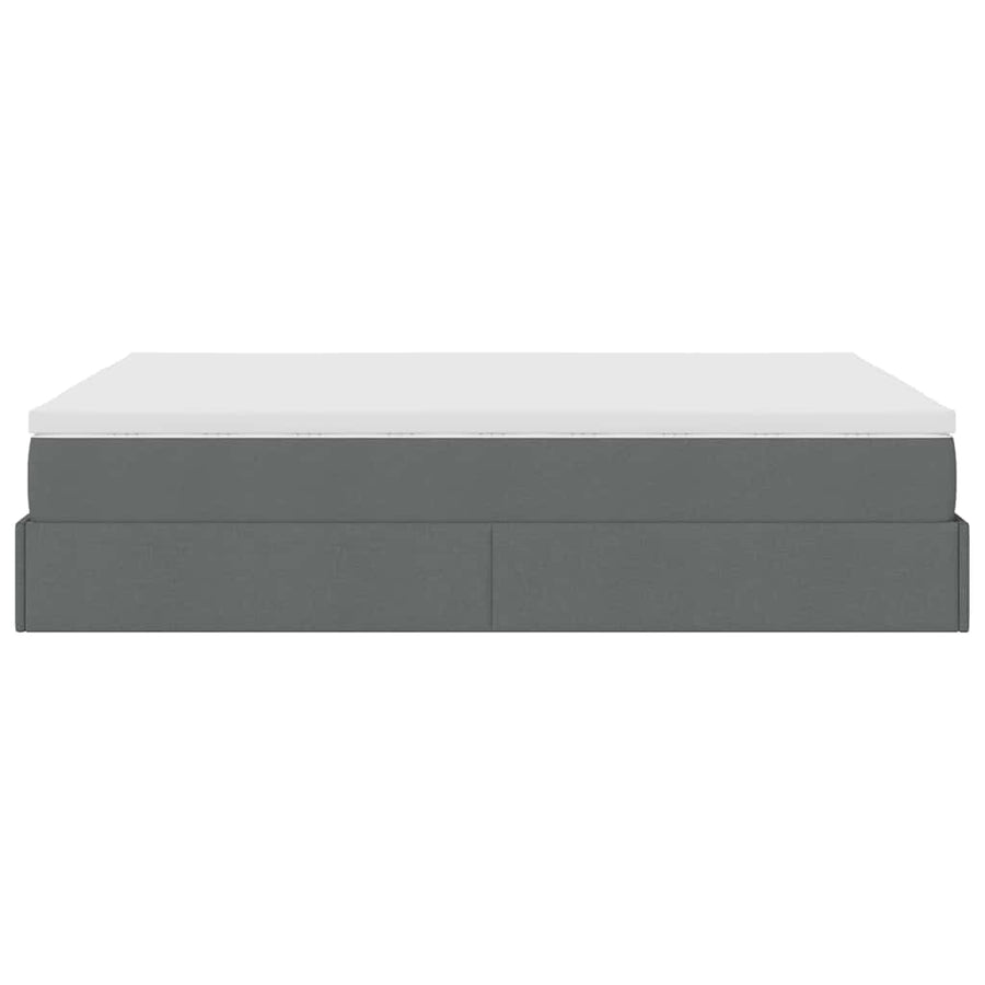 Ottoman Bed with Mattress Dark Grey Queen Fabric