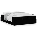 Ottoman Bed with Mattress Black Queen Fabric - Top-Down View