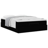 Ottoman Bed with Mattress Black Queen Fabric - 45-Degree Angle