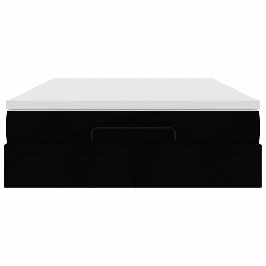 Ottoman Bed with Mattress Black Queen Fabric