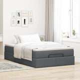 Ottoman Bed with Mattress Dark Grey Super Single Fabric - Side View