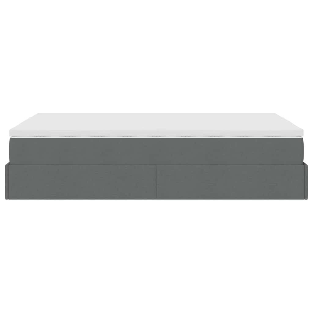 Ottoman Bed with Mattress Dark Grey Super Single Fabric