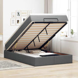 Ottoman Bed with Mattress Dark Grey Super Single Fabric