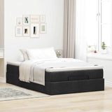 Ottoman Bed with Mattress Black King Single Fabric - Side View