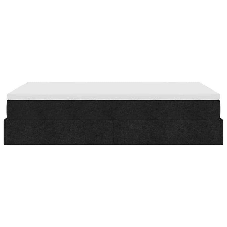 Ottoman Bed with Mattress Black King Single Fabric