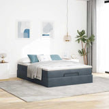 Ottoman Bed with Mattress Dark Grey Double Velvet - Side View