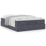 Ottoman Bed with Mattress Dark Grey Double Velvet - Top-Down View