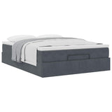 Ottoman Bed with Mattress Dark Grey Double Velvet - 45-Degree Angle