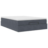 Ottoman Bed with Mattress Dark Grey Double Velvet - Rear View