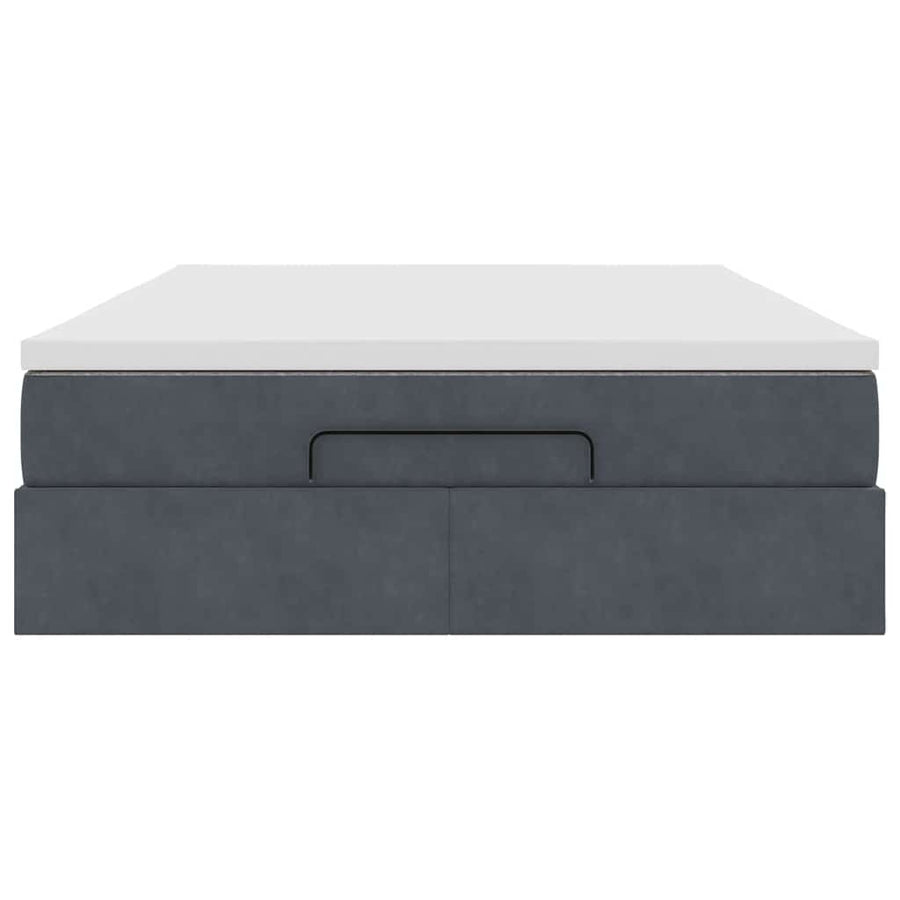Ottoman Bed with Mattress Dark Grey Double Velvet