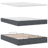 Ottoman Bed with Mattress Dark Grey Double Velvet - Low Angle