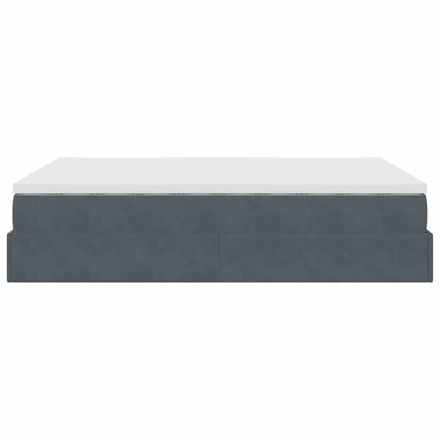 Ottoman Bed with Mattress Dark Grey Double Velvet