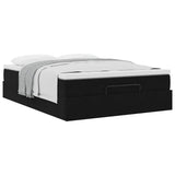 Ottoman Bed with Mattress Black Double Velvet - 45-Degree Angle
