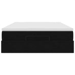 Ottoman Bed with Mattress Black Double Velvet