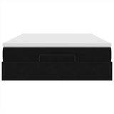 Ottoman Bed with Mattress Black Double Velvet - Close-Up Angle