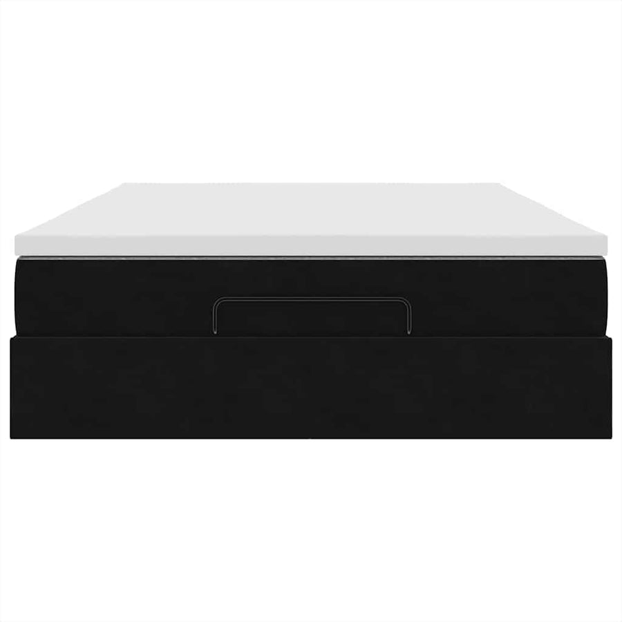 Ottoman Bed with Mattress Black Double Velvet