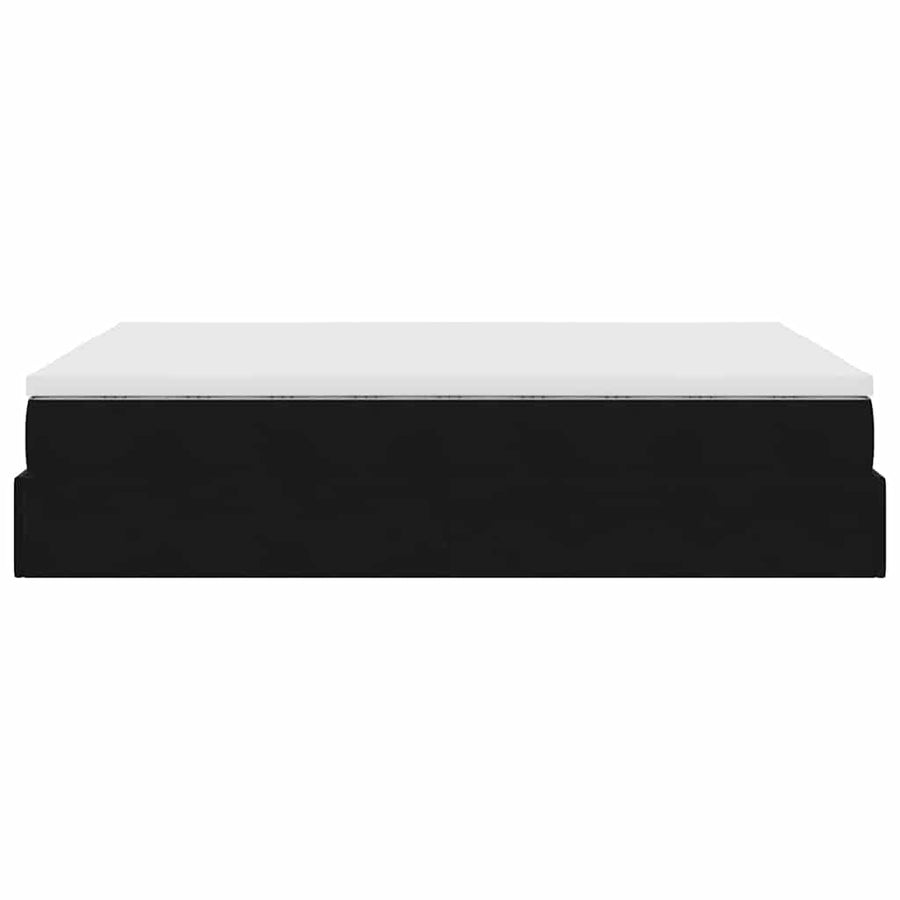 Ottoman Bed with Mattress Black Double Velvet