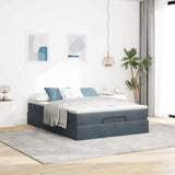 Ottoman Bed with Mattress Dark Grey Queen Velvet - Side View