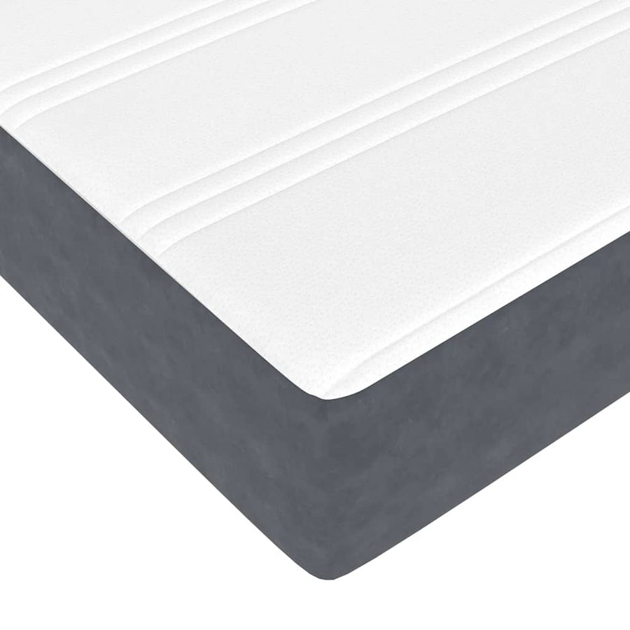 Ottoman Bed with Mattress Dark Grey Queen Velvet