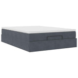 Ottoman Bed with Mattress Dark Grey Queen Velvet - Rear View