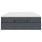 Ottoman Bed with Mattress Dark Grey Queen Velvet