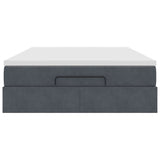 Ottoman Bed with Mattress Dark Grey Queen Velvet - Close-Up Angle