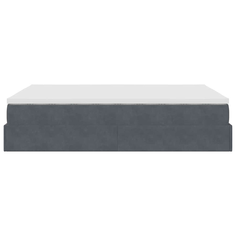 Ottoman Bed with Mattress Dark Grey Queen Velvet