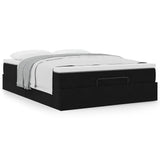 Ottoman Bed with Mattress Black Queen Velvet - Top-Down View