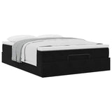 Ottoman Bed with Mattress Black Queen Velvet - 45-Degree Angle