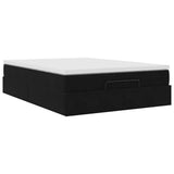 Ottoman Bed with Mattress Black Queen Velvet