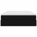 Ottoman Bed with Mattress Black Queen Velvet