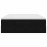 Ottoman Bed with Mattress Black Queen Velvet - Close-Up Angle