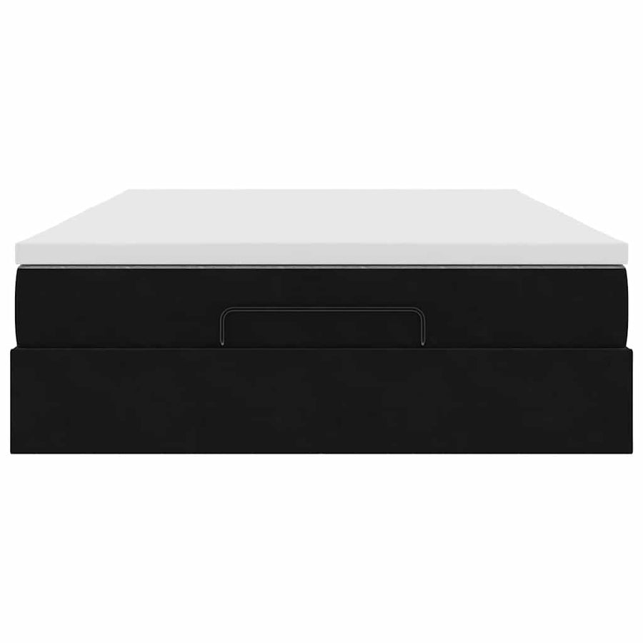 Ottoman Bed with Mattress Black Queen Velvet
