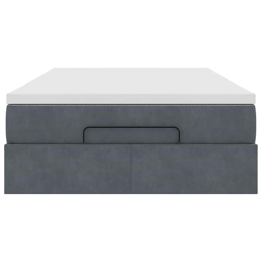 Ottoman Bed with Mattress Dark Grey Super Single Velvet