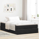 Ottoman Bed with Mattress Black King Single Velvet