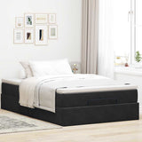 Ottoman Bed with Mattress Black King Single Velvet - Side View
