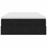 Ottoman Bed with Mattress Black King Single Velvet - Close-Up Angle