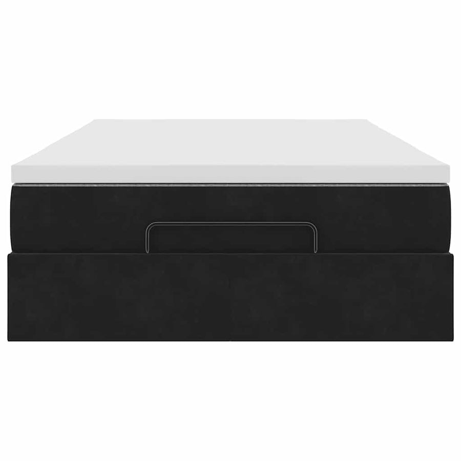 Ottoman Bed with Mattress Black King Single Velvet