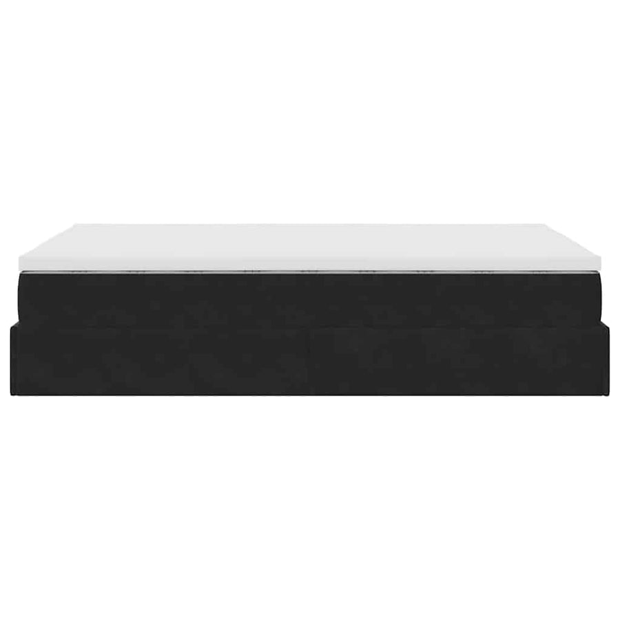 Ottoman Bed with Mattress Black King Single Velvet
