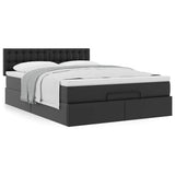 Ottoman Bed with Mattress Black Double Faux Leather - Top-Down View
