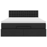 Ottoman Bed with Mattress Black Double Faux Leather - Close-Up Angle