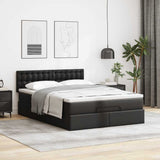 Ottoman Bed with Mattress Black Queen Faux Leather - Side View