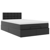 Ottoman Bed with Mattress Black King Single Faux Leather - Rear View
