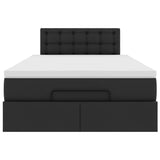 Ottoman Bed with Mattress Black King Single Faux Leather - Close-Up Angle