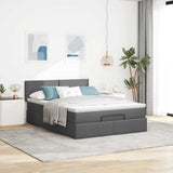 Ottoman Bed with Mattress Dark Grey Double Fabric - Side View